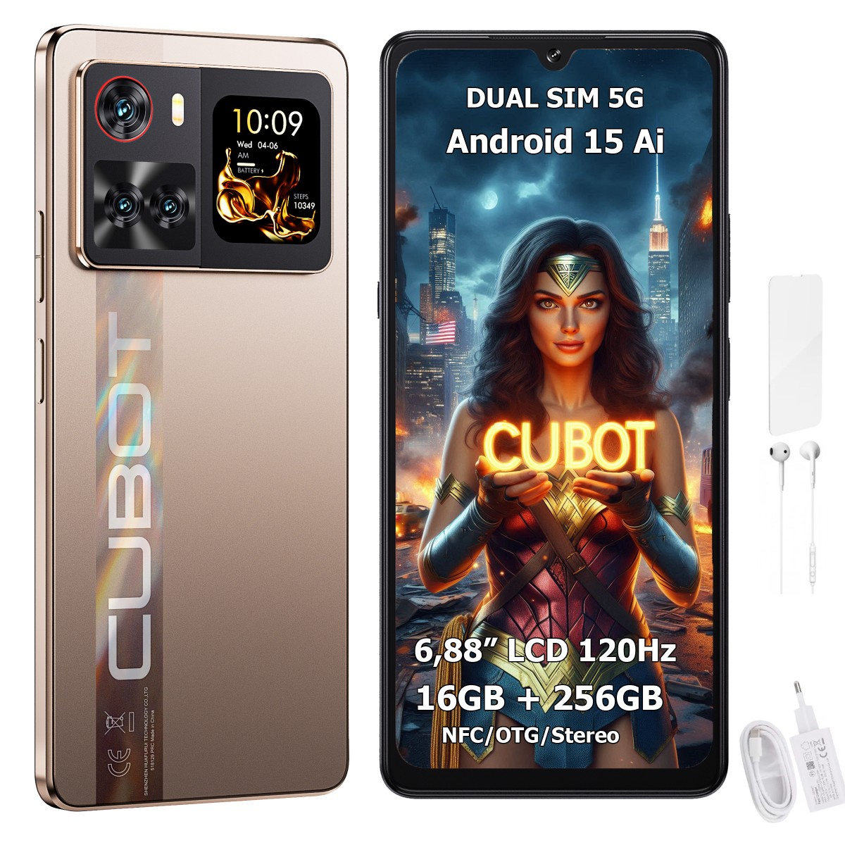 Smartfon Cubot X100 5G Dual SIM 16/256GB Android 15 z dwoma ekranami + ETUI