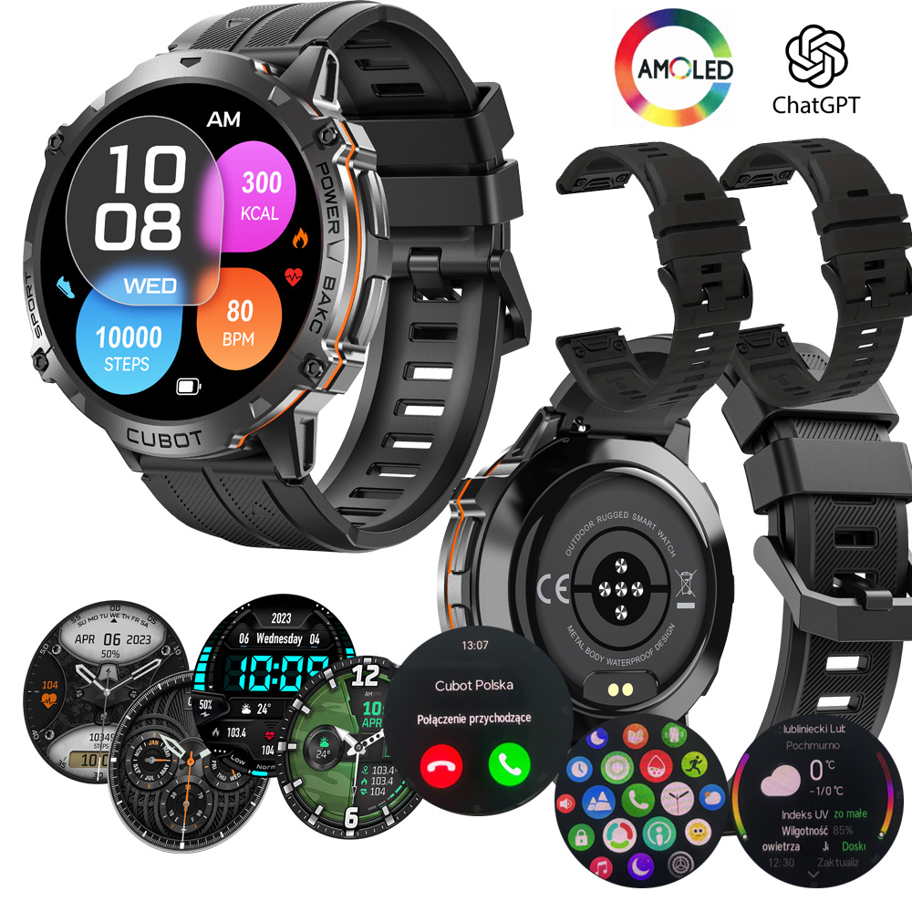 CUBOT X3 AMOLED SMARTWATCH ZEGAREK BAROMETR PULS ROZMOWY PANCERNY MILITARNY