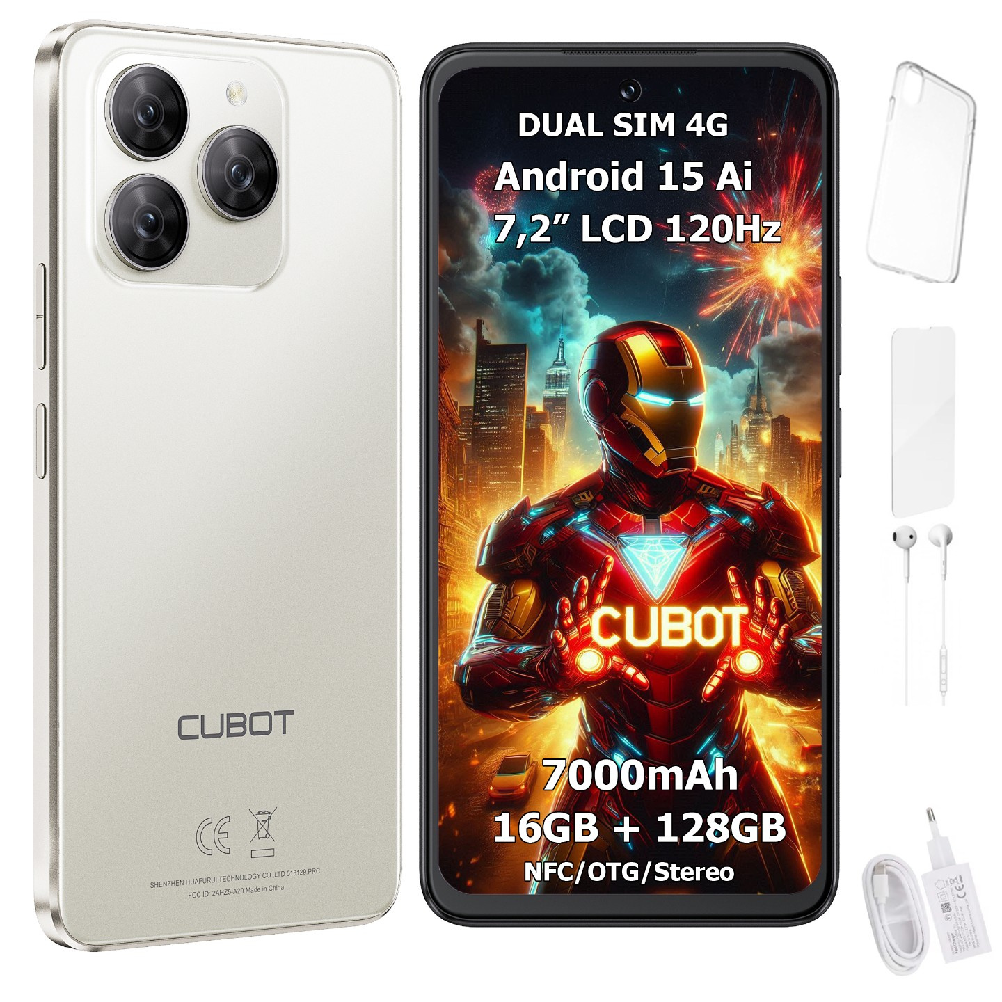 Smartfon CUBOT Note 60 Android 15 16/128GB NFC Dual SIM 4G 7,2" Etui